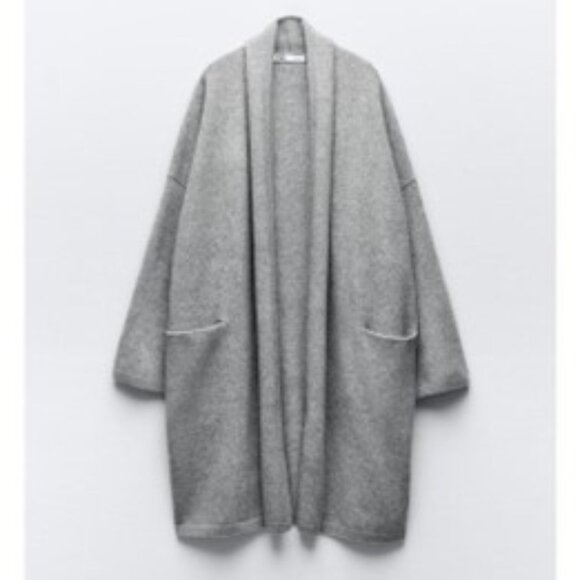 Zara Sweaters - NWT-Zara Grey Marled Soft Knit Coat-L